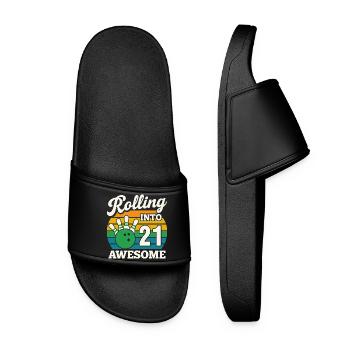Bowling Snake Year 2021 T-Shirt Design - Women’s Pool Sliders - black - Front