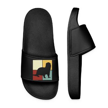 Loutre de mer dessin animé amoureux des animaux Vintage - Claquettes Femme - noir - Devant