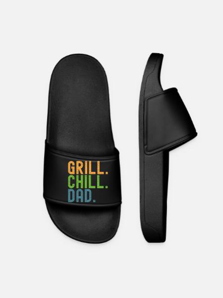 BBQ. Détends-toi. Papa. Des papas et des grillons. - Claquettes Femme - noir