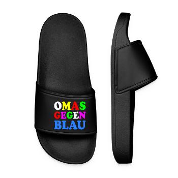 Omas gegen blau - Frauen Badelatschen - Schwarz - Vorne