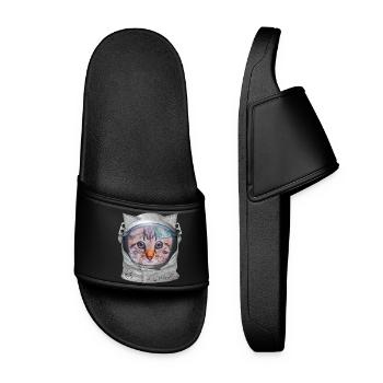 Cat in space - Women’s Pool Sliders - black - Front
