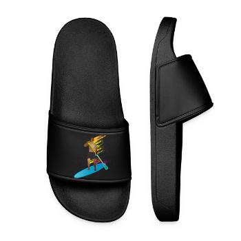 Stand up paddling - Man with paddle board - Women’s Pool Sliders - black - Front