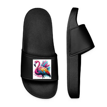 Pink Flamingo - Women’s Pool Sliders - black - Front