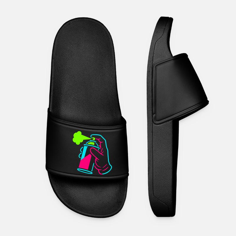 Graffiti tin in pop art style - Women’s Pool Sliders - black