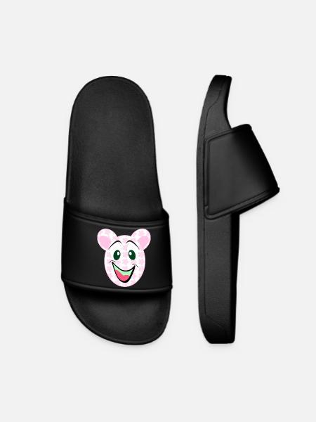 Bär Blumenmuster Lächeln - Frauen Badelatschen - Schwarz