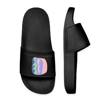 Pastel Wave Layers - Women’s Pool Sliders - black - Front