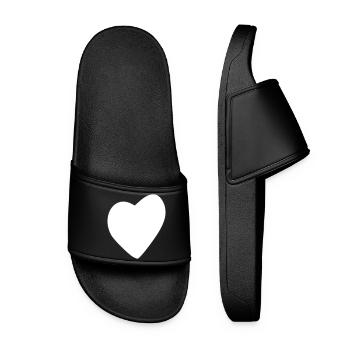 Minimalistisches Herz – Schlichtes Love-Design - Frauen Badelatschen - Schwarz - Vorne