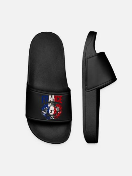 France Football Fan Shirt | France Soccer - Women’s Pool Sliders - black