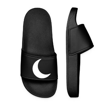 Mond Sichel weiß Geschenk - Frauen Badelatschen - Schwarz - Vorne