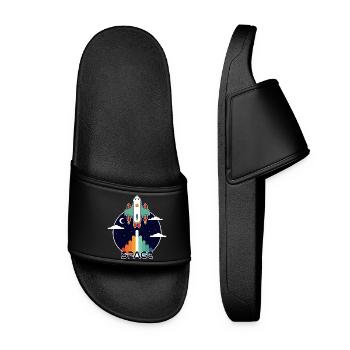 Space and retro - Women’s Pool Sliders - black - Front