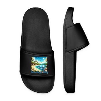 Montego Bay Jamaica Beach Palmiers Vacances Grunge - Claquettes Femme - noir - Devant