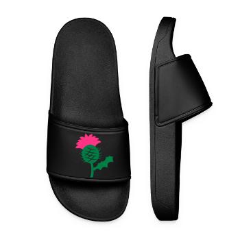 Einzel Kopf Blume der schottischen Distel - Frauen Badelatschen - Schwarz - Vorne