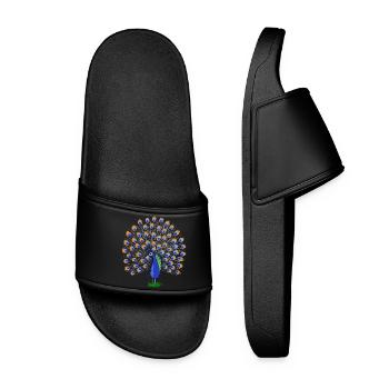 Illustration de plume de paon colorée - Claquettes Femme - noir - Devant