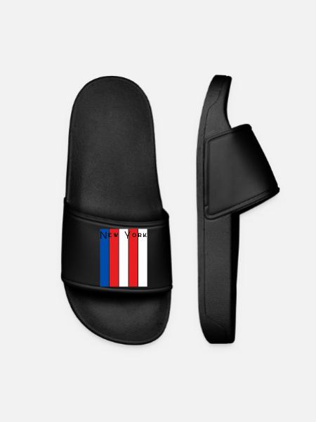 New York Striped Wordmark - Women’s Pool Sliders - black