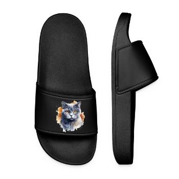 Cat Head British Shorthair - Women’s Pool Sliders - black - Front