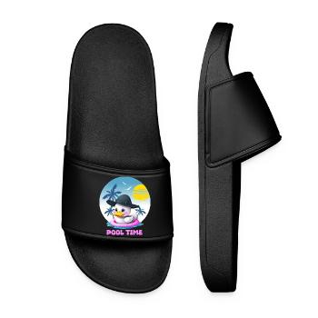 Canard mignon avec anneau de natation rose - Claquettes Femme - noir - Devant