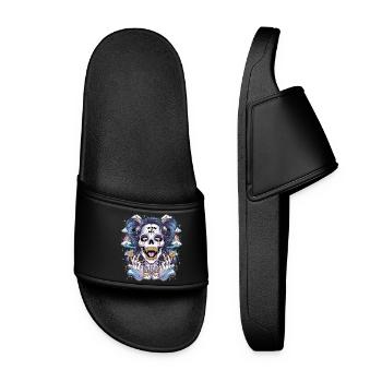 Crâne de squelette scintillant avec arc-en-ciel - Claquettes Femme - noir - Devant
