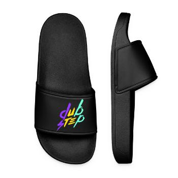Dub Step Techno Music Party Club Text Lettering - Women’s Pool Sliders - black - Front