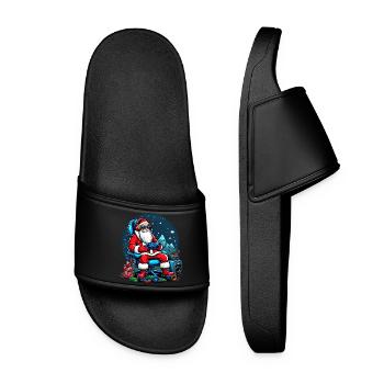 Cool Gaming Père Noël avec des écouteurs Art de Noël - Claquettes Femme - noir - Devant