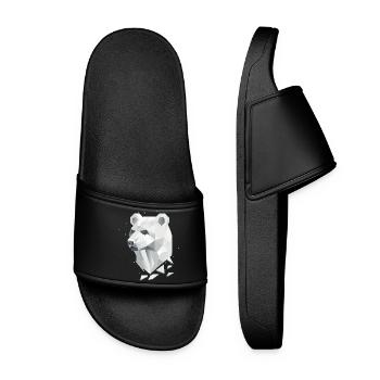 Geometric Bear Head – Strength and Tranquility - Women’s Pool Sliders - black - Front