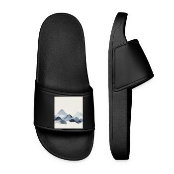 Abstract Mountains - Women’s Pool Sliders - black - Front
