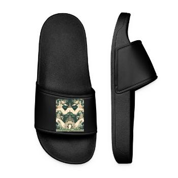 Kingdom of Thailand Temple Panorama - Women’s Pool Sliders - black - Front