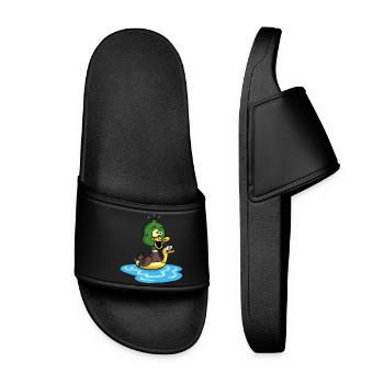The duck learning to swim - Women’s Pool Sliders - black - Front