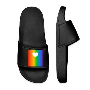 Regenbogen Farbverläufe Farben Herz - Frauen Badelatschen - Schwarz - Vorne