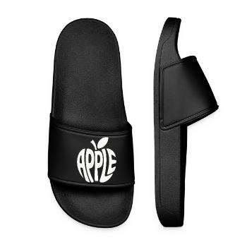 Apfel - Coole Frucht Logo - Frauen Badelatschen - Schwarz - Vorne
