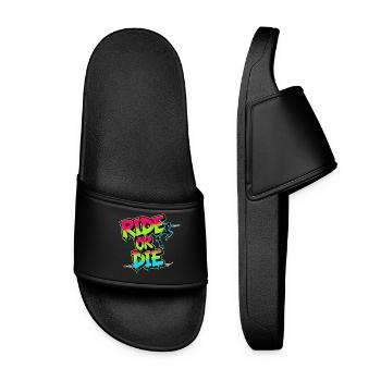 Ride or Die – Buntes Skateboard Street Art Design - Frauen Badelatschen - Schwarz - Vorne