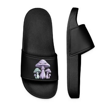 Dreamy pastel mushrooms - Women’s Pool Sliders - black - Front