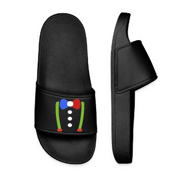 Suspenders Bow Tie Clown Nerd Carnival Costume - Women’s Pool Sliders - black - Front