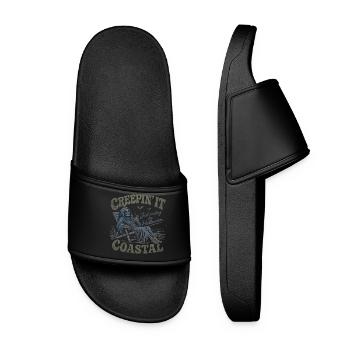 Creepin It Coastal Halloween Vintage Retro Horror - Women’s Pool Sliders - black - Front