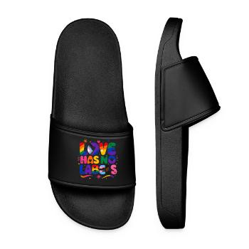 Love Has No Labels Regenbogen Pride Spruch - Frauen Badelatschen - Schwarz - Vorne
