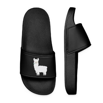 Animal shirt spitting Lama child motif Lama spits - Women’s Pool Sliders - black - Front