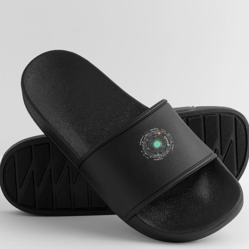 nerd CPU core computer code pc board spaceship Women’s Pool Sliders