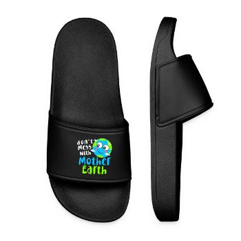 Climate Change Earth Day Environmental Protection Eco Organic Earth - Women’s Pool Sliders - black - Front