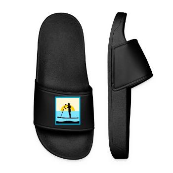 Stand Up Paddling Geschenk Illustration Meer - Frauen Badelatschen - Schwarz - Vorne