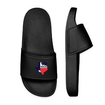 Texas Tshirt mit Rodeo Reiter Bullenreiten Texas - Frauen Badelatschen - Schwarz - Vorne