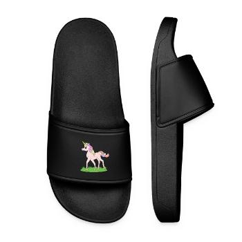 Einhorn Fantasie Pferd Geschenkidee - Frauen Badelatschen - Schwarz - Vorne
