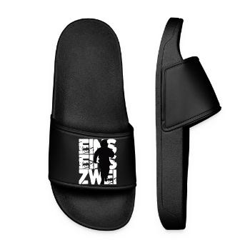 Feuerwehr eins eins zwei Feuerwehrmann Feuerwehr - Frauen Badelatschen - Schwarz - Vorne