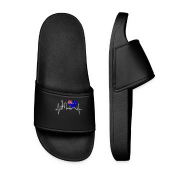 Sydney Skyline Heartbeat Australia Flag Heart - Women’s Pool Sliders - black - Front
