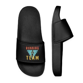 Retro Running Team Sprint Club Graphic - Women’s Pool Sliders - black - Front