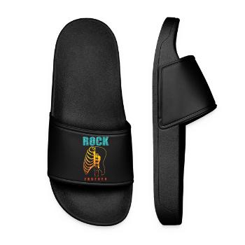 Rock and Roll Retro Rock n Roll Musik Geschenk - Frauen Badelatschen - Schwarz - Vorne