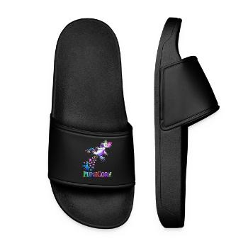 Lustiges Pupsen Einhorn Geschenk Unicorn Pupsicorn - Frauen Badelatschen - Schwarz - Vorne