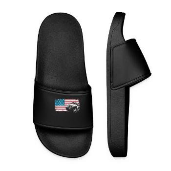 Jeep Auto Gelängewagen USA Amerika Flagge Geschenk - Frauen Badelatschen - Schwarz - Vorne