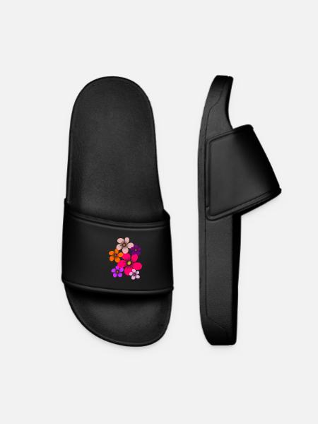 fleurs colorées fleurs fleur vrille fleur floral - Claquettes Femme - noir