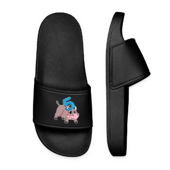 Taureau taureau d'anniversaire pour enfants de 5 ans - Claquettes Femme - noir - Devant
