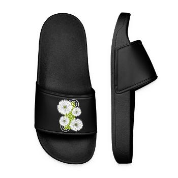 Blumen Gänseblümchen weiße Blüten Garten Frühling - Frauen Badelatschen - Schwarz - Vorne
