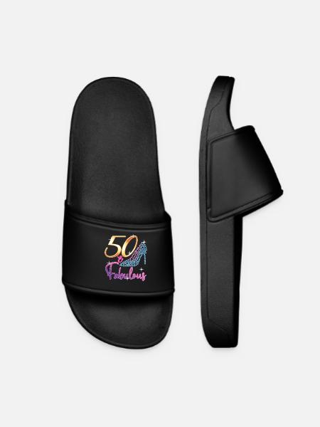 50 & Fabelhafte Turning Fifty, 50. Geburtstagsgeschenk - Frauen Badelatschen - Schwarz